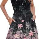 AUSELILY Womens Summer Dresses 2025 Casual Sleeveless Sundress Beach Vacation Flowy Tiered Short Dresses with Pockets (Black, L)