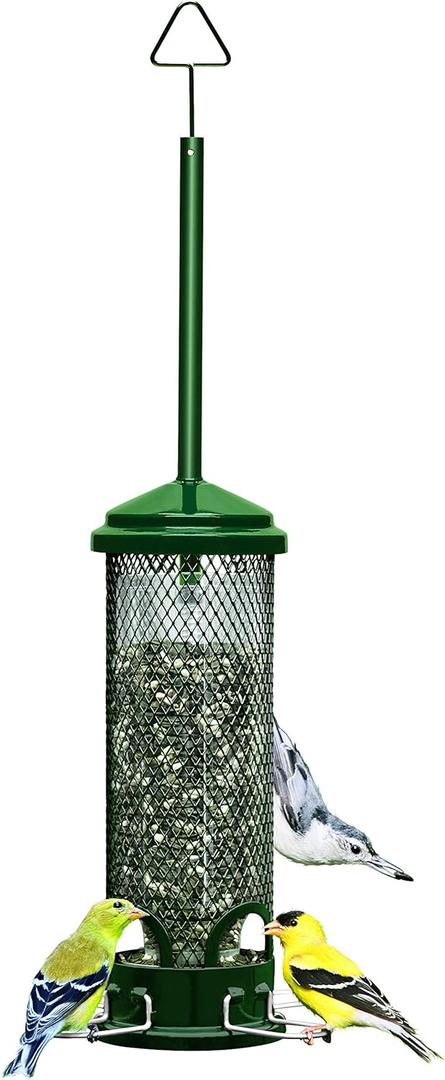 Squirrel Buster Mini Squirrel-proof Bird Feeder w/4 Metal Perches, 1.3lbs Seed Capacity, garden green