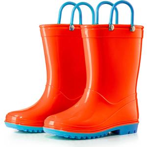 Puddle Play Solid Colors PVC Rainboots - Lightweight, Waterproof, Easy on Handles, Toddler and Little Kid Boys and Girls, 4 Toddler