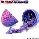 3D Printed Dragon Egg, Articulated Flexible 3D Printed Dragon Fidget Toy, Mystery Easter Dragon Egg,3D Print Dinosaur Eggs Toy for Home Office Executive Desk Decor (Purple, 12.5in)
