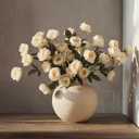 Craftsatin 6 Pack 32" Artificial Peonies Flowers for Vase(Vase Not Included)-6 Stems Faux Peony with 42 Silk Heads, Fake Long Stem Flowers for DIY Bouquets Wedding Centerpieces Home Decor(Beige)