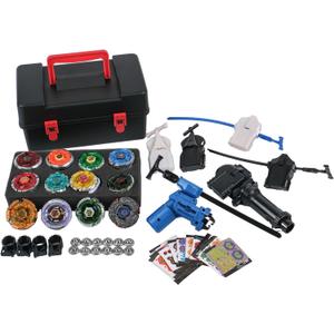 Battle Top Game Metal Fusion 4D Series Spinning top Set 12 Gyros 5 Launchers with Storage Box Gift for Kids Boys