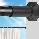 Tension Curtain Rod 51-148In (4.25-12Ft), Long Curtain Rods No Drilling for Window Patio, Heavy Duty Adjustable Shower Curtain Rod for Bathroom, Room Divider, Never Rust, Tool-Free, Black