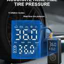 Tire Inflator Portable Air Compressor - 150PSI Electric Bike Pump, Auto Shut Off & Digital Pressure Gauge, Cordless Air Pump for Car Tires, Motorcycles, Balls with LED Light
