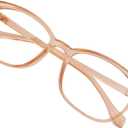 VisionGlobal Blue Light Blocking Glasses for Women Men, Square Frame Computer Reading Glasses(Champagne,+0.75 Magnification)