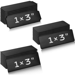Therwen 30 Pcs Name Plates Laser Engraved Brushed Stainless Steel Plate Personalized Plaque Blank Custom Name Tag Frame Label with Adhesive Backing(Black,1''x 3'',Multi Shape)