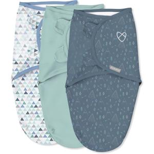 SwaddleMe by Ingenuity Original Swaddle, 100% Cotton, Improves Sleep & Calms Startle Reflex, 3-6 Months, 14-18 lbs, 1.0 TOG, 3-Pack, Baby Swaddle Blanket - Mountaineer