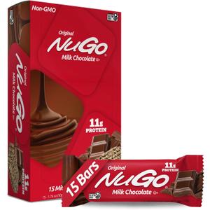 NuGo Protein Bar, Chocolate, 11g Protein, Gluten Free, 15 Count (EXP 01/30/27)