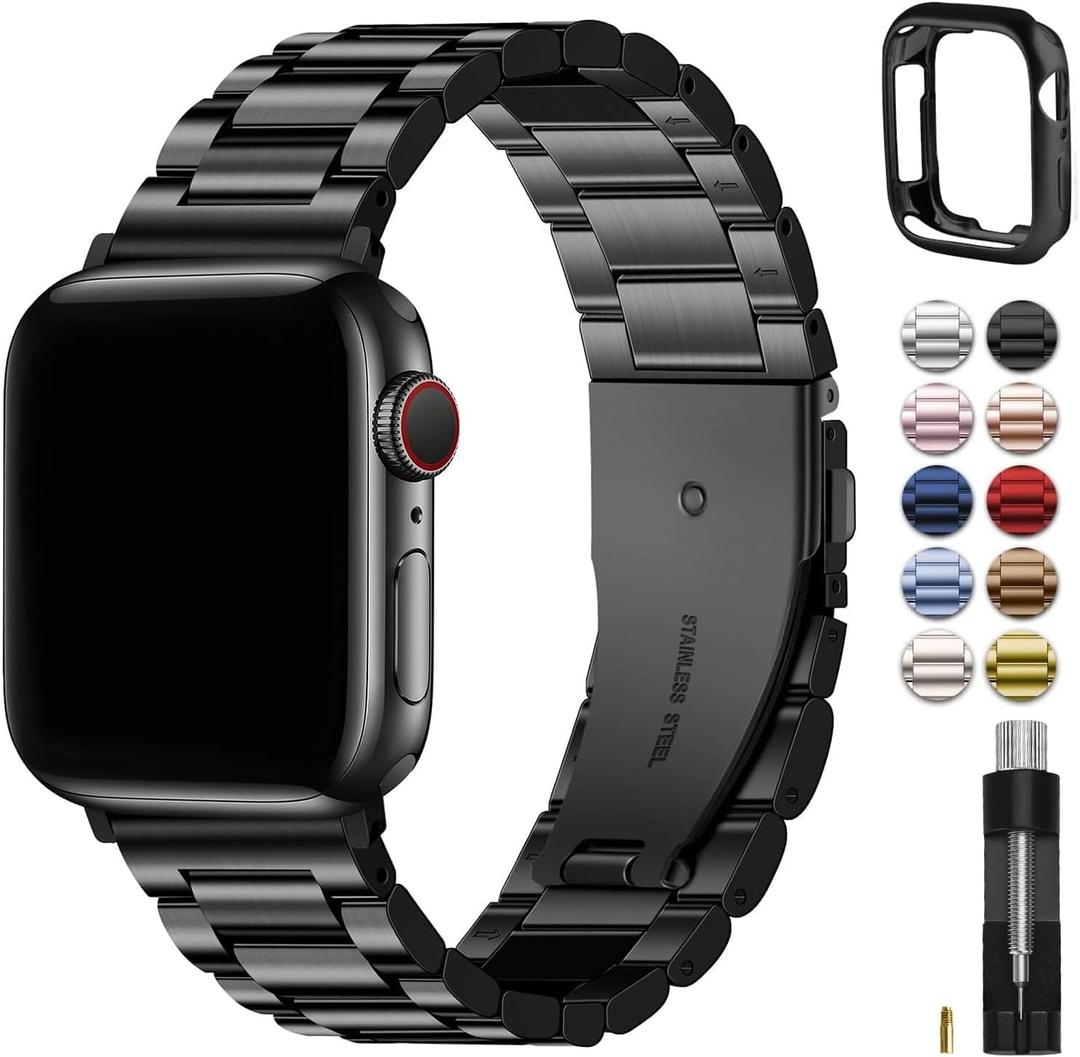 Fullmosa Metal Band Compatible with Apple Watch Bands, iWatch Band with Case for Apple Watch, Size: 38mm 40mm 41mm(s9/8/7/6/5/4/3/2/1/se3/2/1)