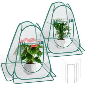 Plant Covers. 2pcs Durable Pop Up Fine Mesh Plant Tents, Plant Protector with 8 Stakes, Garden Crop Protection Cage to Keep Vegetables and Fruits, Plants Away from Birds, Deer, Squirrels