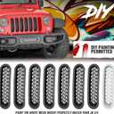 Grill Inserts Black, Front Mesh Grille Cover Compatible with 2007-2018 Jeep JK Wrangler & Unlimited Wrangler Accessories, Car Grill Mesh (7PCS Black + 1PCS White)