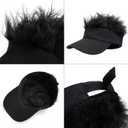 Men Visor Cap with Hair Fake Adjustable Novelty Spiked Wig Baseball Caps, Black