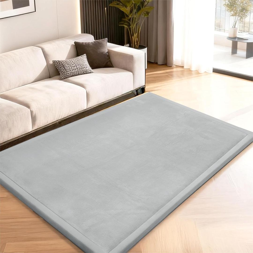 ACOMOPACK Baby Play Mat for Floor,1.3" Thick Memory Foam Area Rug for Living Room,Soft Velvet Crawling with Non-Slip Bottom for Kid,Toddler,39"59" Tummy Time Nursery Rugs,YogaLight Grey