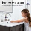 Brushed Nickel Bathroom Faucet 3 Hole, VAPSINT 8 Inch Widespread Waterfall 3 Piece Bathroom Sink Faucet, 2 Handle 360 Swivel Spout Vanity Faucets for RV Lavatory with Pop Up Drain & Supply Hoses