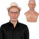 Realistic Masks Adults Human Face, Silicone Female Head Mask Cosplay Novelty Full Face Halloween Crossdresser Party (Brown)