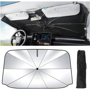 Windshield Sunshade Umbrella for Tesla Model Y 3 Extra Large Wider Coverage Foldable Heat Insulation for Tesla Model Y 3 (Juniper & Highland Included) Accessories 2026-2017