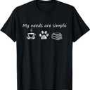 Book T Shirt Funny Coffee Dog Book Gift T-Shirt T-Shirt (Small, Black)
