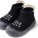 Baby Sock Shoes Baby Walking Shoes Infant Non-Slip Breathable Slippers with Soft Rubber Sole Baby Boys Girls Sneakers (18-24 Months Toddler, Af-39 Black)
