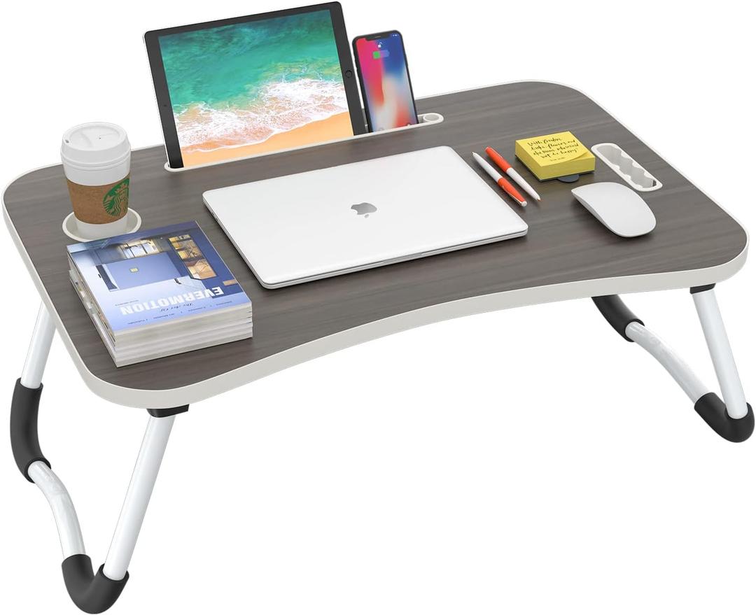 BUYIFY Folding Lap Desk, 23 Inch Portable Wood Black Laptop Bed Desk Lap Desk with Cup Holder, for Working Reading Writing, Eating, Watching Movies for Bed Sofa Couch Floor BUYIFY Folding Lap Desk, 23 Inch Portable Wood Black Laptop Bed Desk Lap Desk with Cup Holder, for Working Reading Writing, Eating, Watching Movies for Bed Sofa Couch Floor