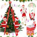 Poen 5 Pcs Electric Climbing Santa Decoration - Santa Claus Climbing Tree Rope Ladder Parachute Somersault Musical Hanging Ornaments for Home Xmas Gift Party, 5 Styles