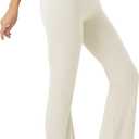 keriffe Women's Flare Yoga Pants High Waisted Tummy Control Leggings Workout Casual Bootcut Pants (Beige), XXL