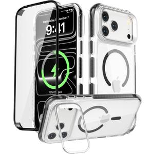 Magnetic for iPhone 17 Pro Max Case with Privacy Screen Protector & Full Camera Cover,[Non-Yellowing] Shockproof Clear Phone Case Compatible with MagSafe Women Girls for iPhone 17 ProMax