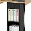 Podium Stand with Metal Wheels Wooden Lectern Podium Stand Portable Pulpit Standing with Storage Mobile Reception Podiums for Church Office School Conference Restaurant Meeting, Wood+Black