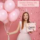 Birthday Gift Basket for Women, Funny Happy Birthday Glass Cup Tumbler for her, Girlfriend, Friends, Wife, Mom, Bestie, Daughter, Sister, Women Queens Unique Gifts Ideas for Box (October)