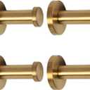 Bathroom Towel Hooks, 4 Pack Round Coat Hooks, Sturdy Wall Mounted Robe Hook, SUS 304 Stainless Steel Heavy Duty Clothes Hanger, Wall Towel Hooks for Bathroom Bedroom Kitchen(2 in, Gold)