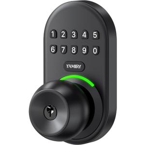 Keypad Smart Door Knob Lock, Yamiry Keyless Entry Digital Lock with Handle, Electronic Code Knob for Front Door, Easy Installation
