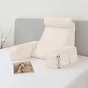 ENITYA 19" Back Pillow for Bed Sitting up, Big Pockets and Washable Removable Cover, Reading Chair for Watching TV/ Reading/ Gaming/ Resting in Bed, Couch or Floor, Medium(Ivory) 