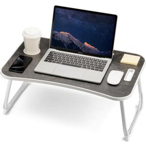 ZEAPTAC Foldable Lap Desk, Bed Desk, Bed Table & Laptop Stand w/Cup Holder