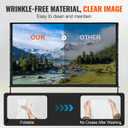 VEVOR Projector Screen with Stand, 100 inch 16:9 4K 1080 HD Outdoor Movie Screen with Stand, Wrinkle-Free Projection Screen with Bar Feet and Carry Bag, for Home Theater Cinema Backyard Movie Night