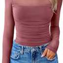 Avidlove Women Long Sleeve Bodysuit Turtle Neck Shapewear Body Suits Mesh One Piece Leotard Shirt Going Out Tops Fall Outfits (Medium, Purple)