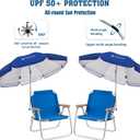 AMMSUN Chair Umbrella with Universal Clamp Adjustable 47 inches and 360 Swivel & UPF 50+ Protection Portable Sun Umbrella, Secure Clip on Camping/Beach Chairs, Stroller, Wheelchair, Golf cart, Lounger, Blue, 2 PACK