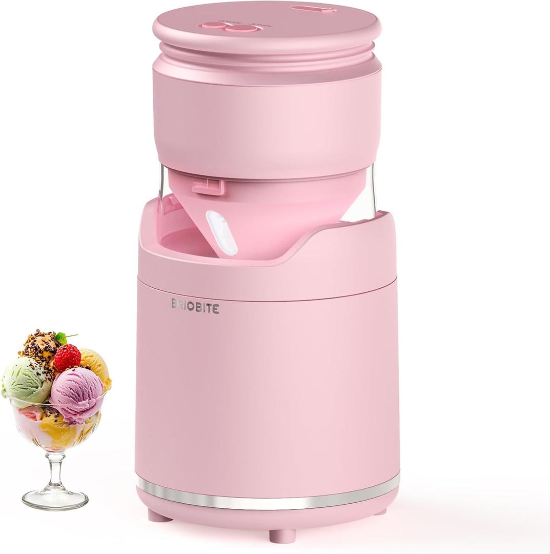 Soft Serve Ice Cream Maker Machine  Rechargeable Compact for Homemade Gelato,Sorbet & Frozen Yogurt, Stylish Pink Design,Perfect for 1-2 Servings,Best Gift for Couples & Families