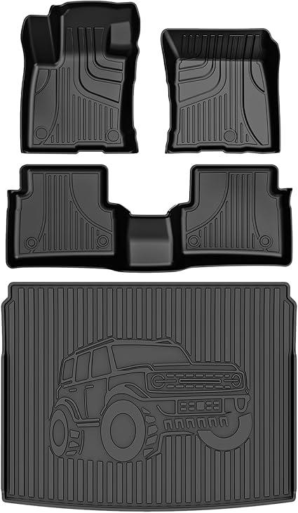 AOMSAZTO Floor Mats for Ford Bronco Sport 2021 2022 2023 2024 2025-1st & 2nd Row All Weather Protection Car Floor Liners Waterproof Mats