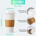 JOLLY PARTY [50 Pack] 20 oz Paper Coffee Cups, Disposable Paper Coffee Cup with Lids, Sleeves, and Stirrers, Hot/Cold Beverage Drinking Cup for Water, Juice or Tea, Suitable for Home, Shops and Cafes, 50 Count