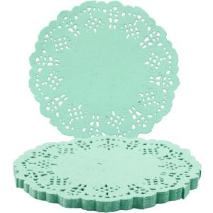 Round Paper Doilies, 100 Pcs 3.5 Colorful Decorative Lace Paper Doilies Disposable Placemats for Wedding Birthday Desserts Cakes Party Tableware Food Decoration, Green