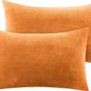 BEDELITE Flannel Pillowcases Standard Set of 2, Super Soft Fleece Pillow Case Cover with Zipper for Bedroom, Sofa, Luxury Cozy Fuzzy Velvet Pillow Shams for All Seasons (20x26 Inches, Burnt Orange)