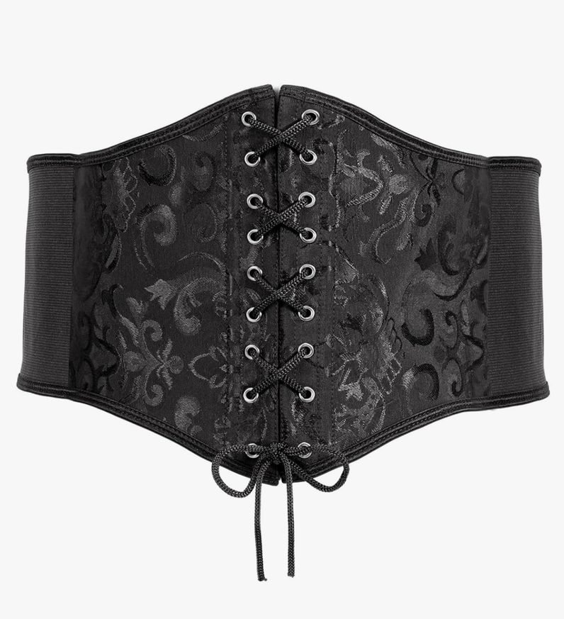 XZQTIVE Womens Corset Belt, Wide Elastic Lace Up Pirate Corset for Dress Black Renaissance Waist Cinch Belt for Costume