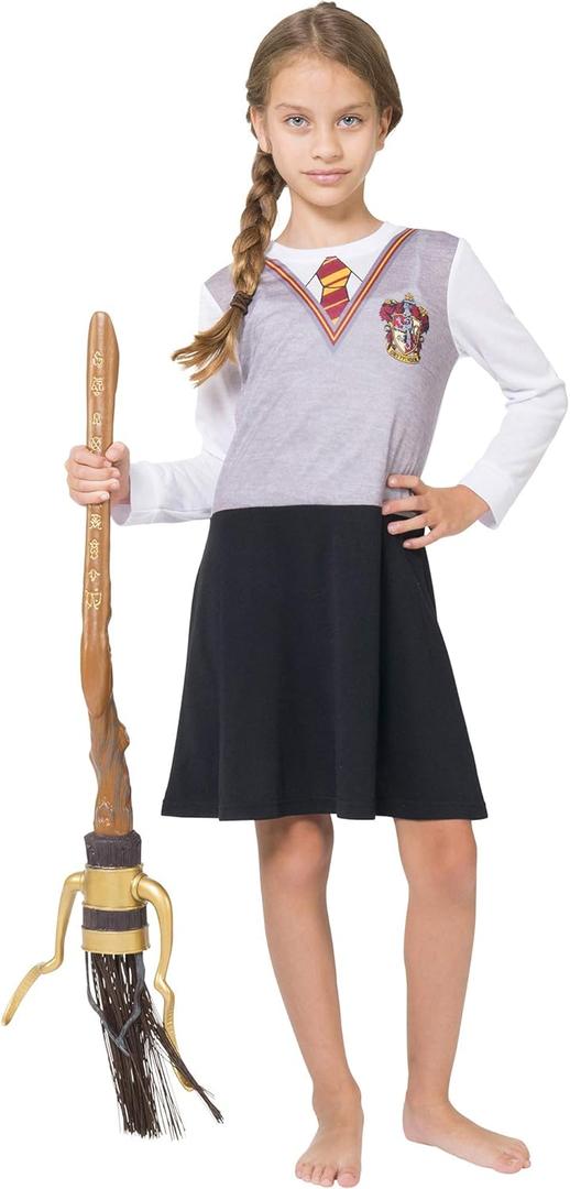 Harry Potter Girls Hermoine Hogwarts Gryffindor Uniform Pajama Nightgown (14, Gray)