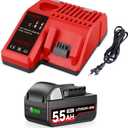 2Pack 7.0Ah 18V Li-ion Replacement for Milwaukee 18v Battery and M-12-18C 3A Charger Compatible with Milwaukee Battery Charger Cordless Power Tool