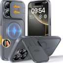 TOCOL for iPhone 16 Pro Case with Slide Camera Cover, Kickstand and Camera Control Button, Fit for MagSafe, Rugged Solid Phone Case, Non-Slip, Drop Protection, Gray