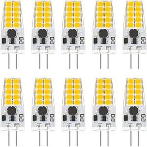 Dimmable G4 LED Bulb 12V 24V JC Tybe, 20-30W T3 G4 Halogen Equivalent,2700K Warm White, G4 Bi-Pin Base, 300LM, Chandelier Lighting/Landscape Lighting/Microwave Lighting 10pcs