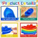 Woanger 60 Pcs Little Boat Bath Toys Stackable Floating Plastic Toys for Baby and Toddler Summer Pool and Bathtub Party, Vibrant, 4 Colors (Colorful)