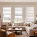 MYshade Cordless Zebra Blinds with Free-Stop Function - Dual Layer Light Filtering & Privacy Sheer Shades for Day and Night - Easy Install Window Shades for Home, Living Room, 45" W x 72" H,Beige