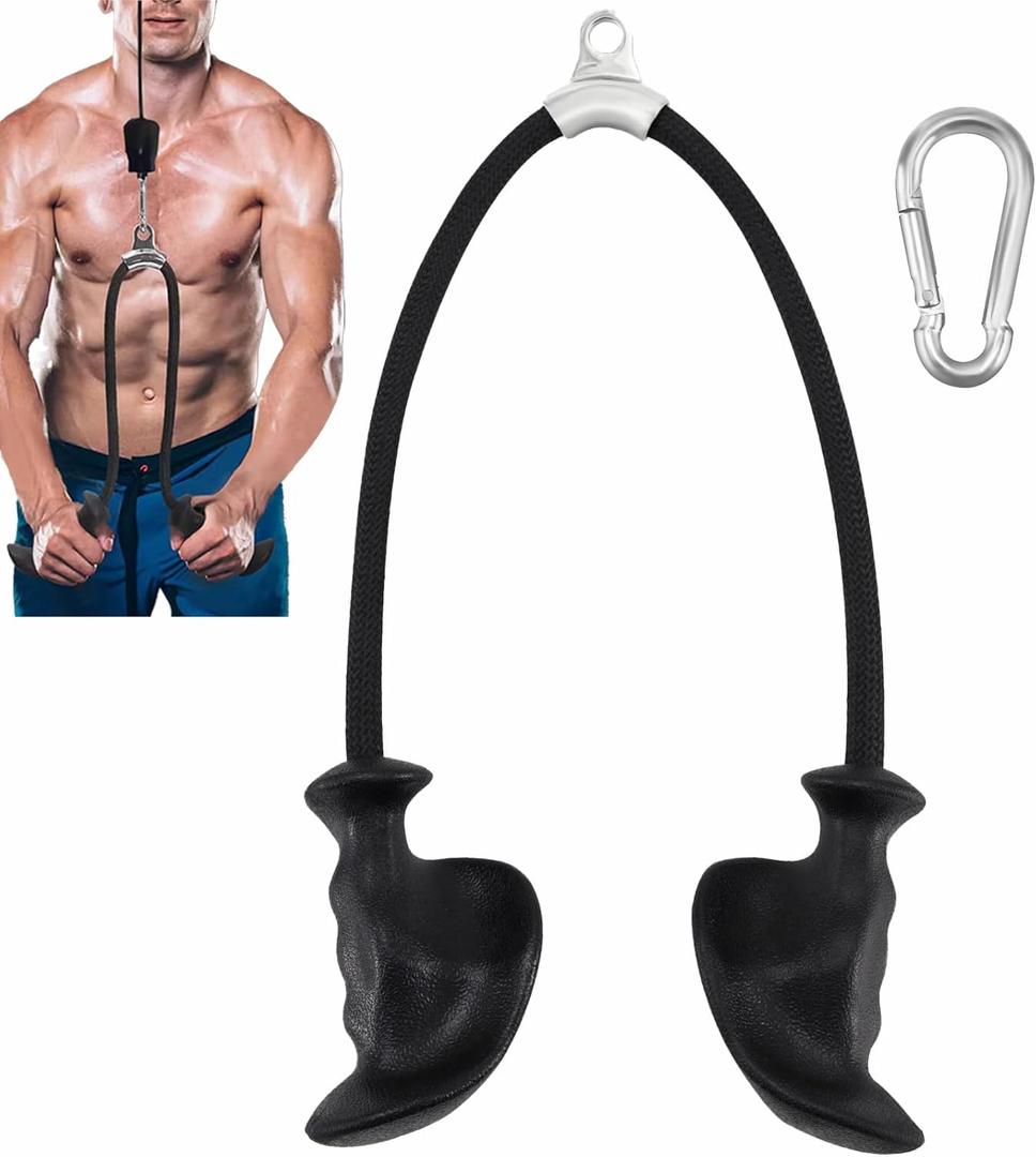 Tricep Rope Ergonomic Tricep Pull Down Attachment 36In - Rope Attachment for Cable Machine Pulley System Gym Home Triceps Rope Cable Attachment Workout Equipment (Black)