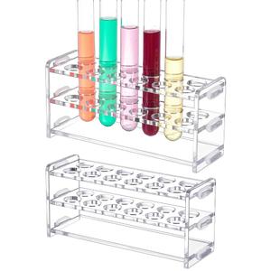 UNICRAFTALE 2 Set 12-Holes Acrylic Tests Tube Holder Rack Lab Supplies Rectangle Clear Tests Tubes Rack Round Holes Test Tube Holder for Test Tubes Chemistry Laboratory 6.29"x1.96"x2.75"