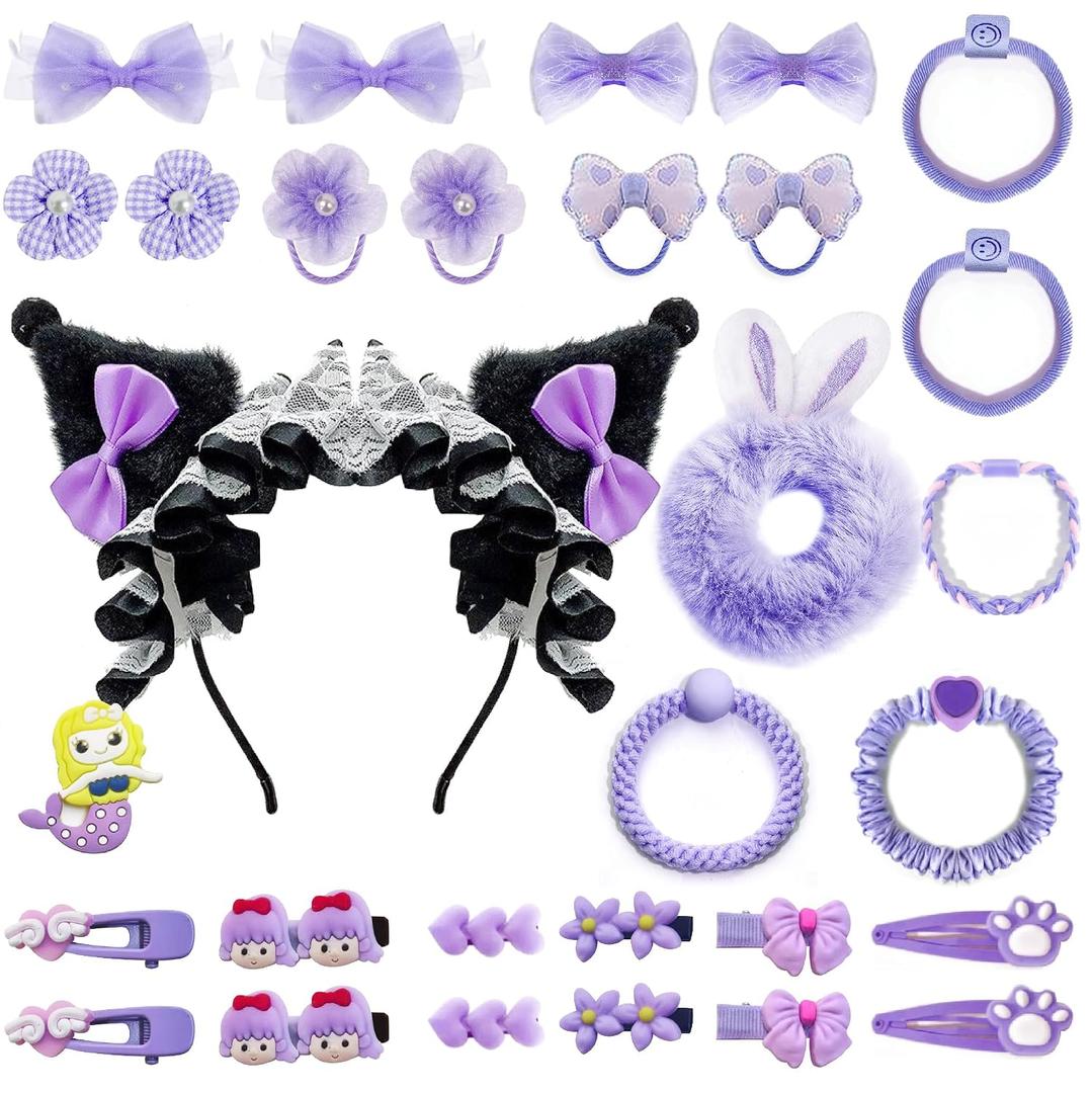 Headband, Cute hair accessory set Cute headband, Various Styles of hair clips, hair cords, Hair Ties, Plush hair loop, Purple